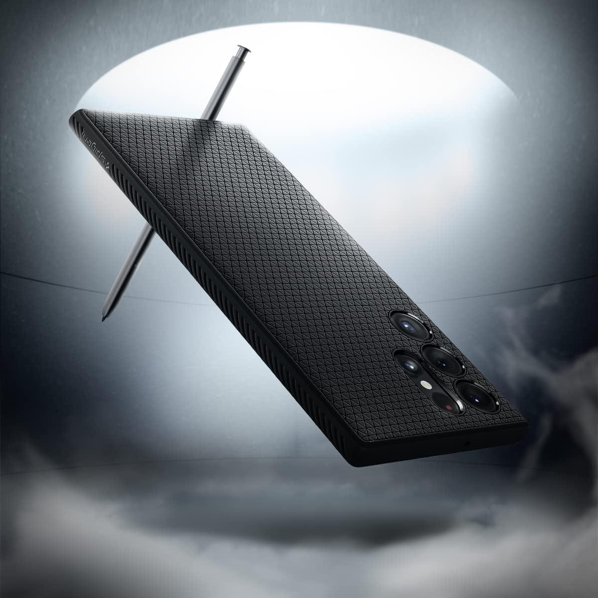 imageSpigen Liquid Air Designed for Galaxy S25 Edge Case 2025 No Magnet Ring MilitaryGrade Protection Marble GrayMatte Black