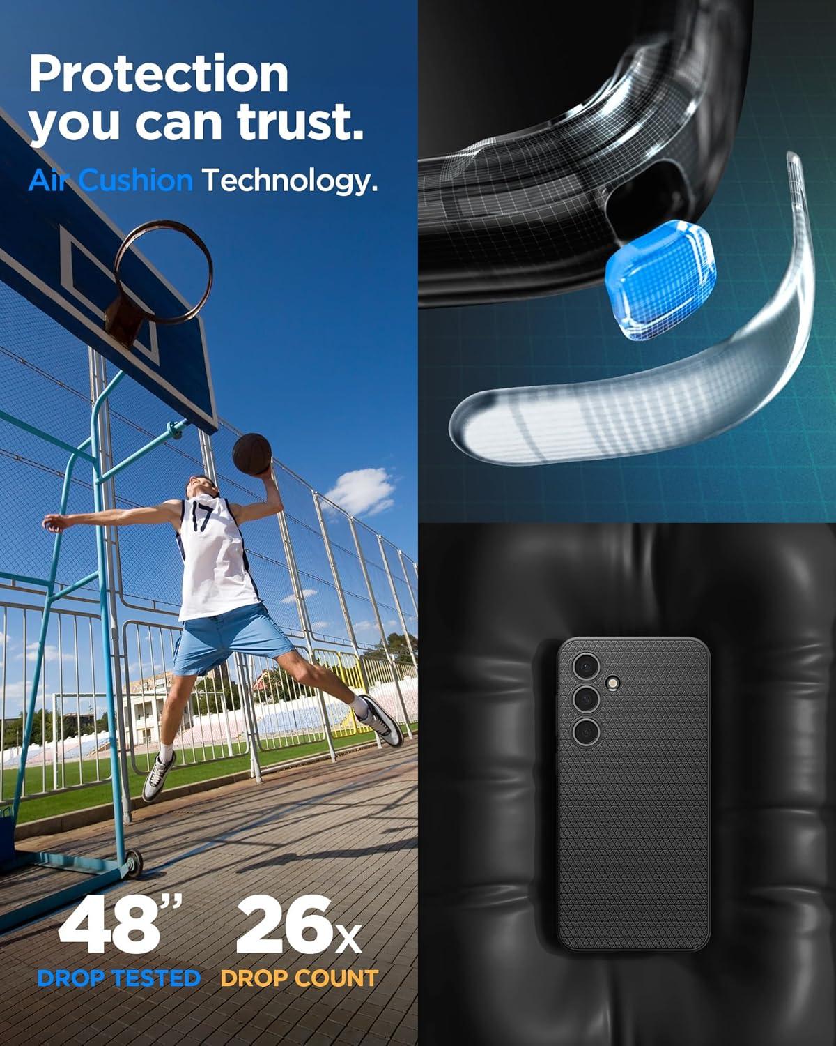 imageSpigen Liquid Air Designed for Galaxy S25 Edge Case 2025 No Magnet Ring MilitaryGrade Protection Marble GrayMatte Black