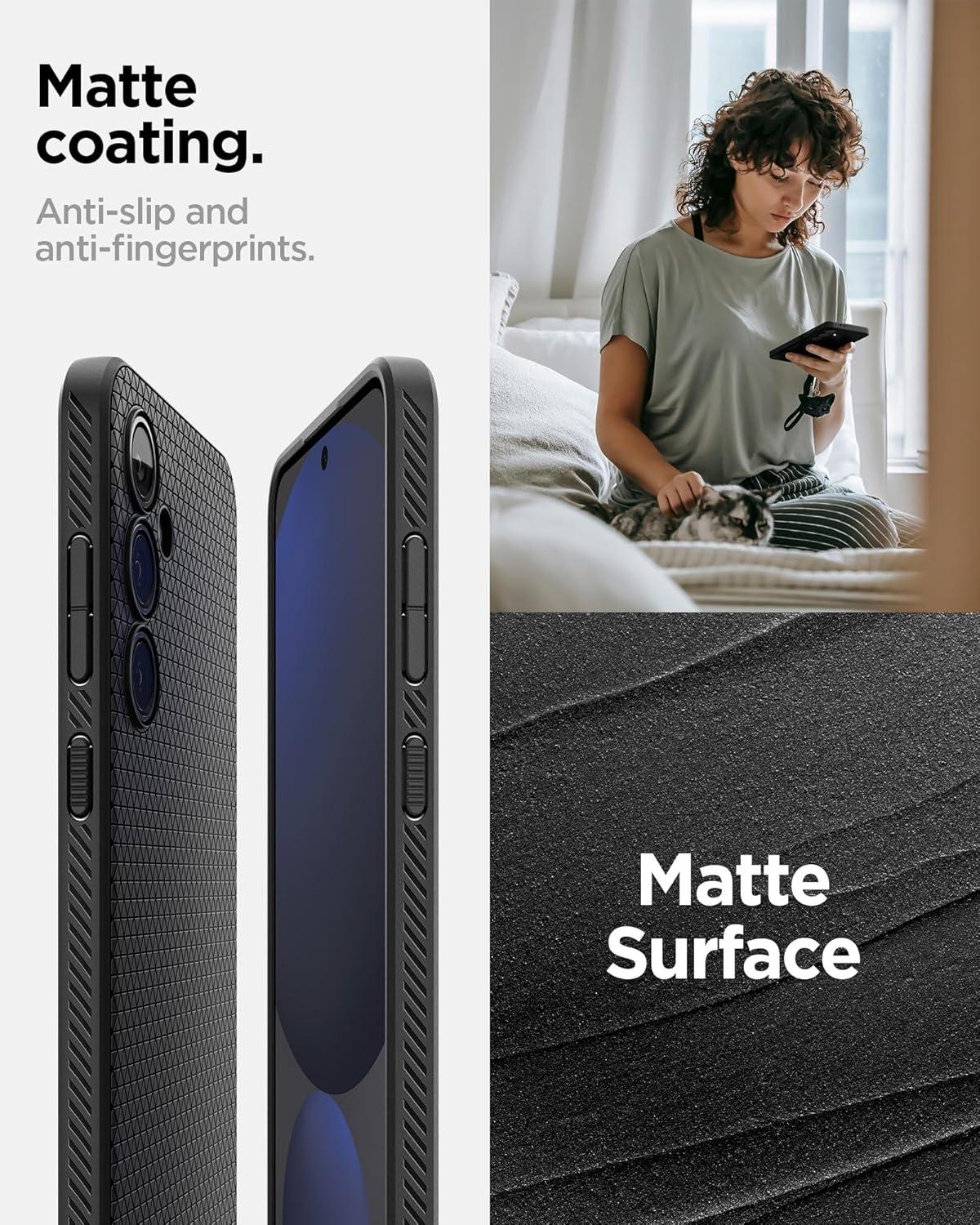 imageSpigen Liquid Air Designed for Galaxy S25 Edge Case 2025 No Magnet Ring MilitaryGrade Protection Marble GrayMatte Black