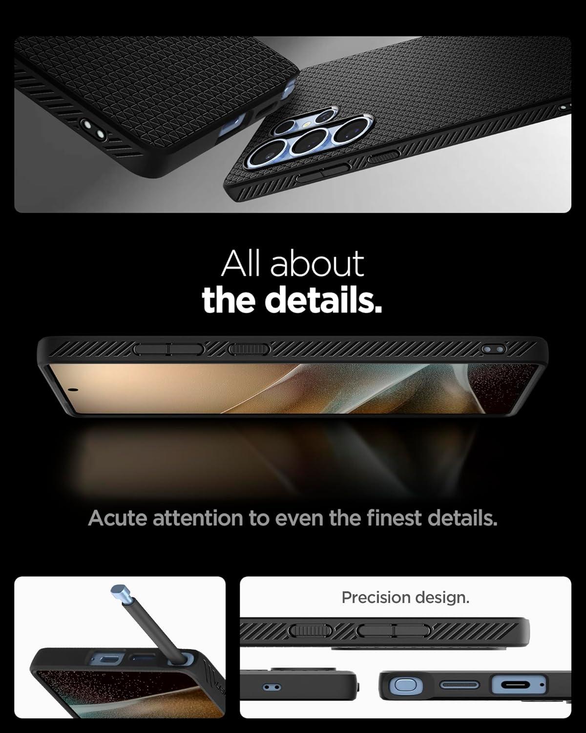 imageSpigen Liquid Air Designed for Galaxy S25 Edge Case 2025 No Magnet Ring MilitaryGrade Protection Marble GrayMatte Black