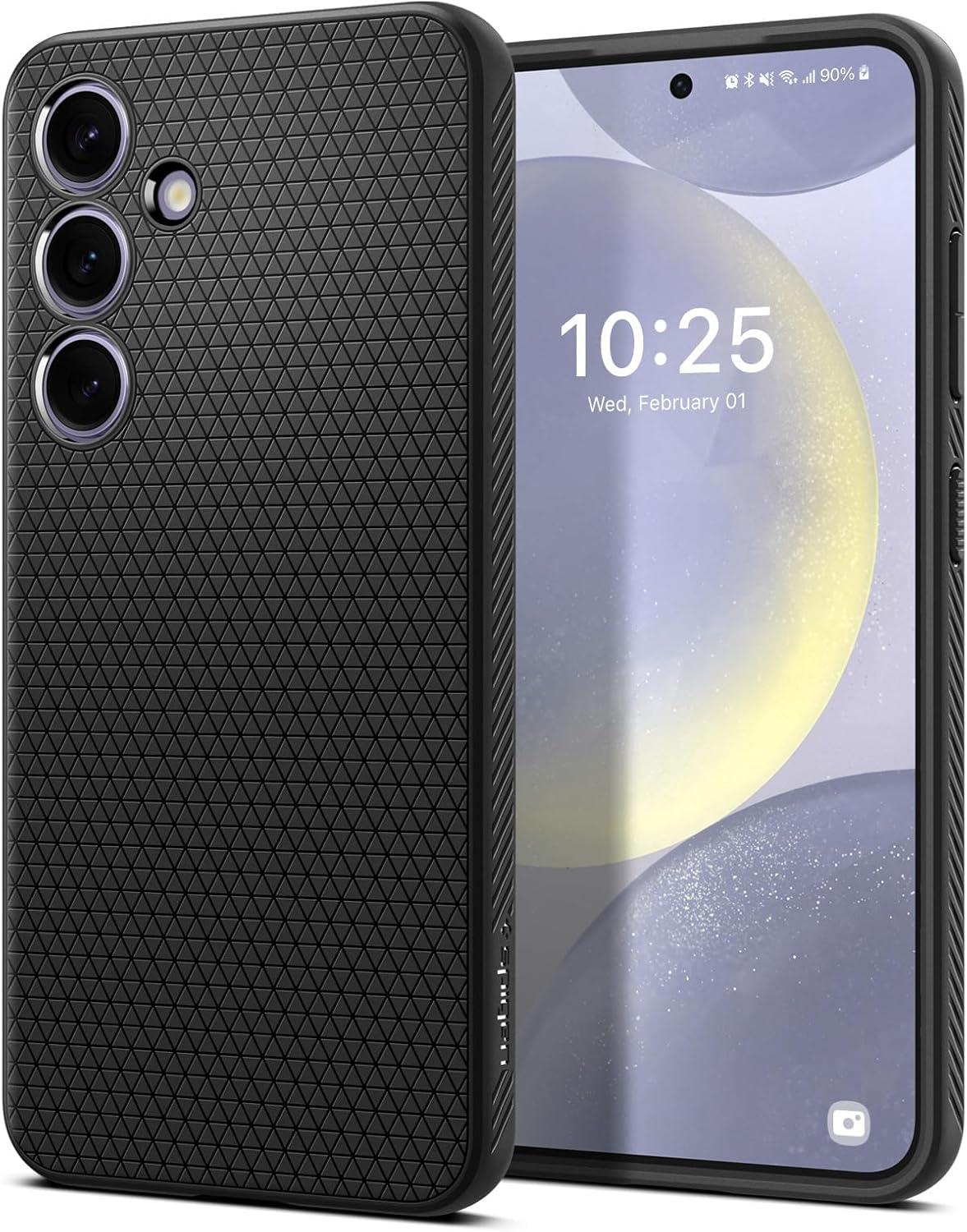 imageSpigen Liquid Air Designed for Galaxy S25 Edge Case 2025 No Magnet Ring MilitaryGrade Protection Marble GrayMatte Black