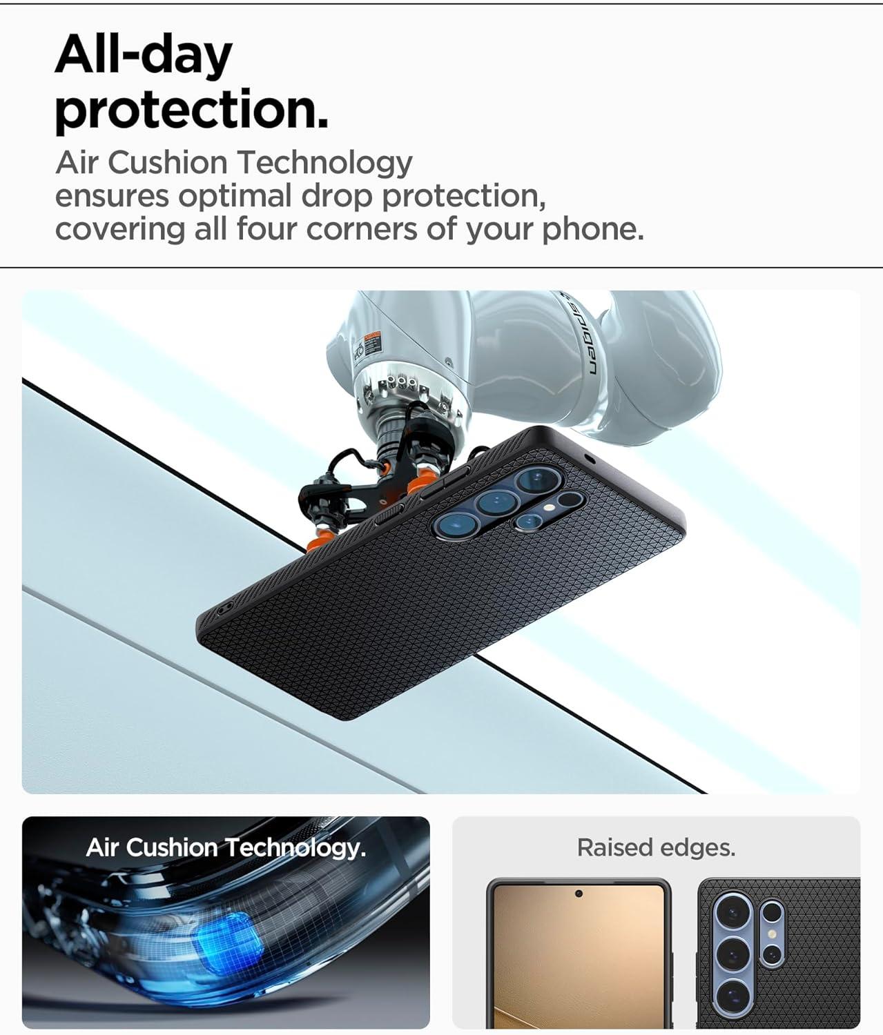 imageSpigen Liquid Air Designed for Galaxy S25 Edge Case 2025 No Magnet Ring MilitaryGrade Protection Marble GrayMatte Black