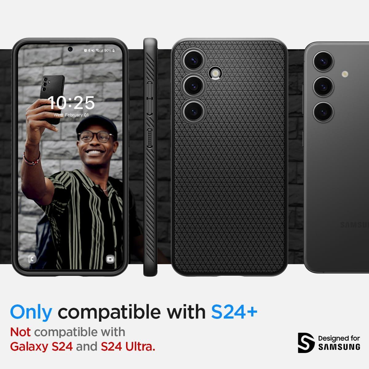 imageSpigen Liquid Air Designed for Galaxy S25 Edge Case 2025 No Magnet Ring MilitaryGrade Protection Marble GrayMatte Black