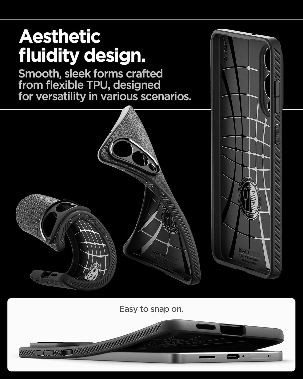 imageSpigen Liquid Air Designed for Galaxy S25 Edge Case 2025 No Magnet Ring MilitaryGrade Protection Marble GrayMatte Black