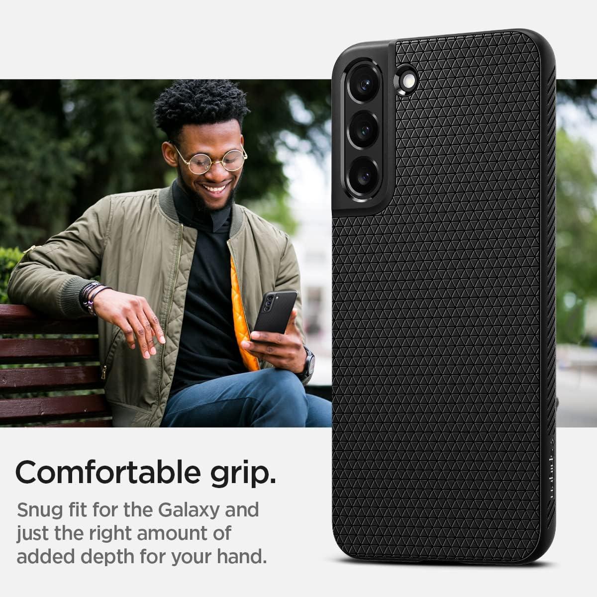 imageSpigen Liquid Air Designed for Galaxy S25 Edge Case 2025 No Magnet Ring MilitaryGrade Protection Marble GrayMatte Black