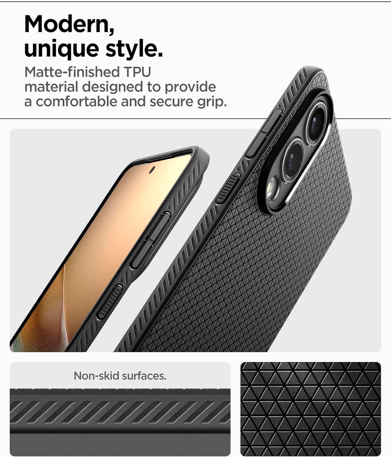 imageSpigen Liquid Air Designed for Galaxy S25 Edge Case 2025 No Magnet Ring MilitaryGrade Protection Marble GrayMatte Black