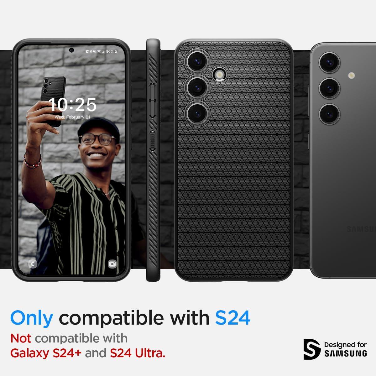 imageSpigen Liquid Air Designed for Galaxy S25 Edge Case 2025 No Magnet Ring MilitaryGrade Protection Marble GrayMatte Black