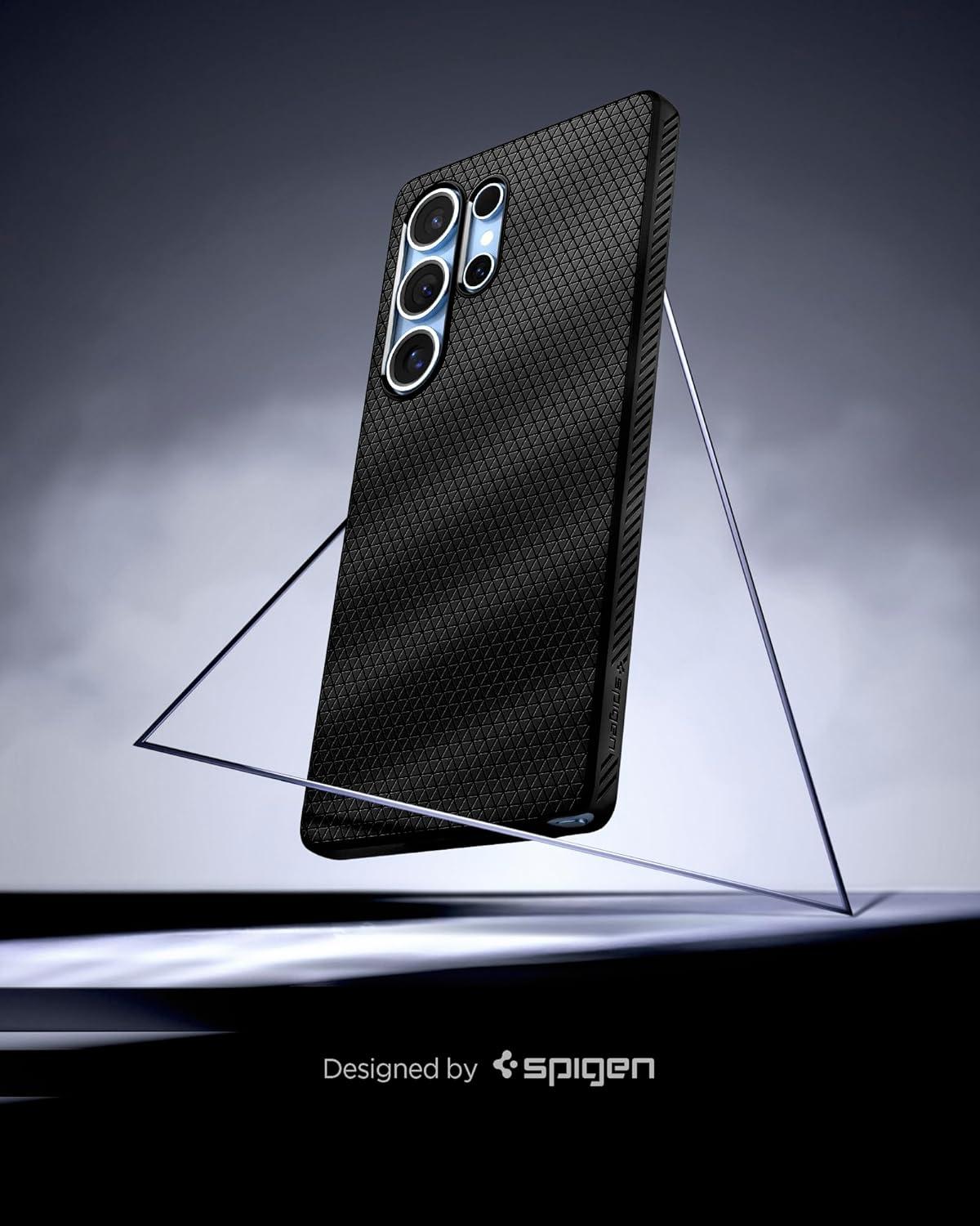 imageSpigen Liquid Air Designed for Galaxy S25 Edge Case 2025 No Magnet Ring MilitaryGrade Protection Marble GrayMatte Black