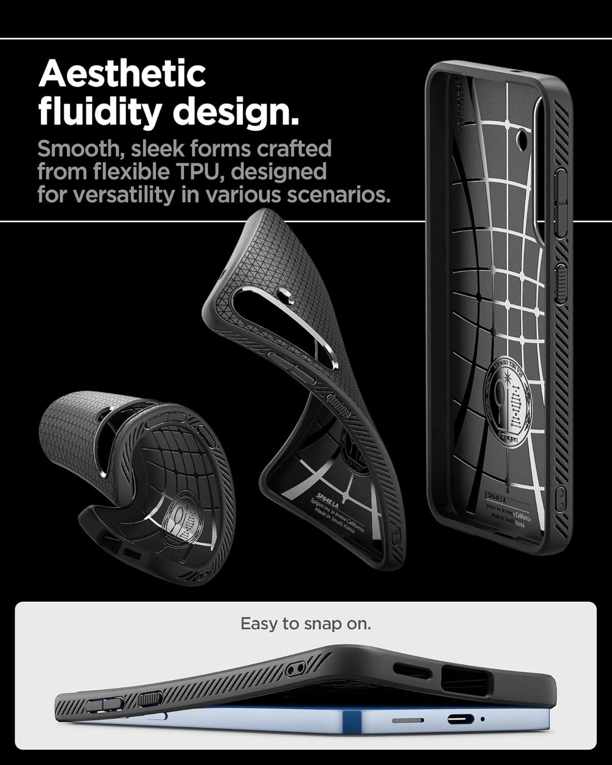 imageSpigen Liquid Air Designed for Galaxy S25 Edge Case 2025 No Magnet Ring MilitaryGrade Protection Marble GrayMatte Black