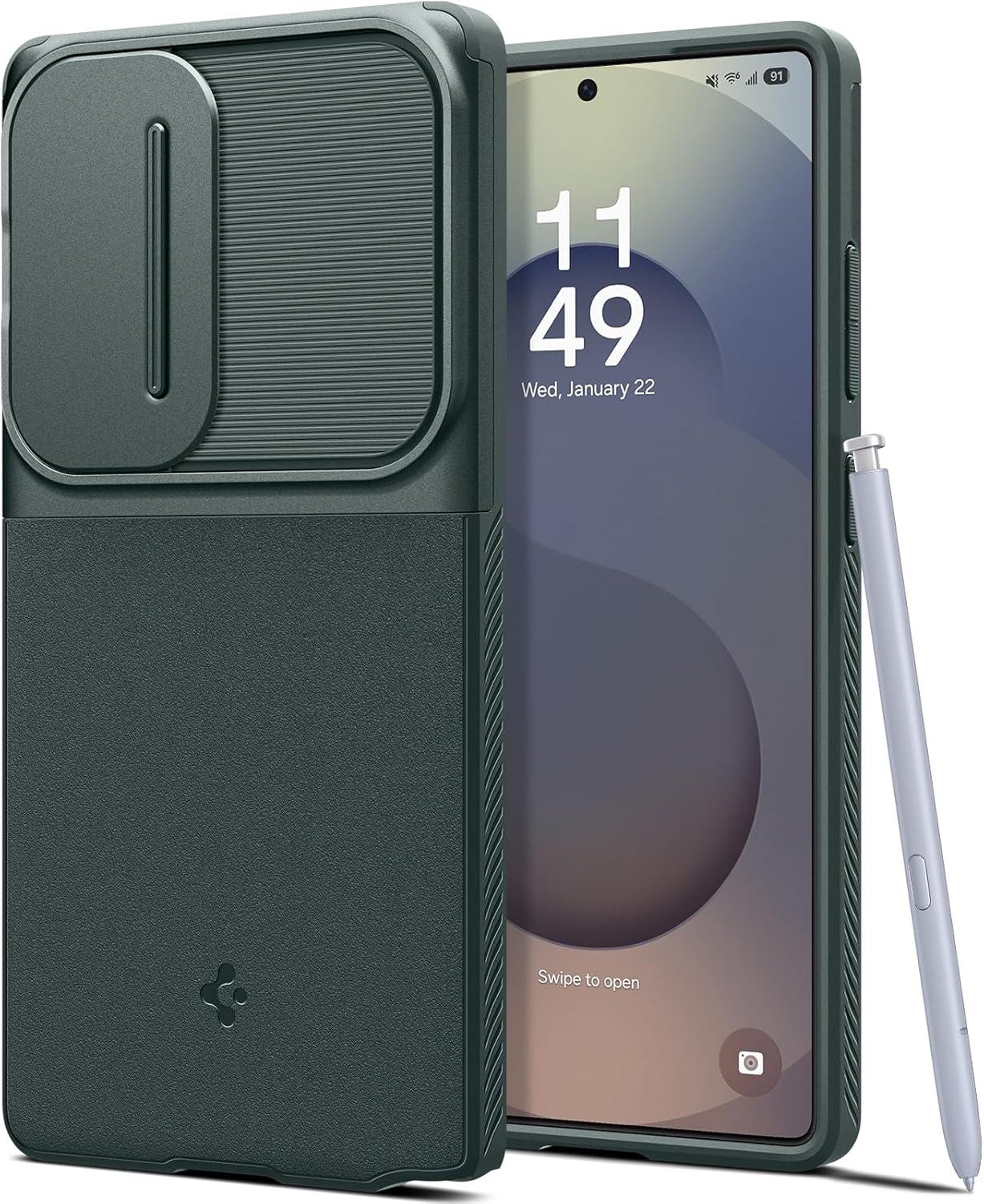 imageSpigen Optik Armor Designed for Galaxy S25 Ultra Case 2025 No Magnet Ring MilitaryGrade Protection Abyss GreenAbyss Green