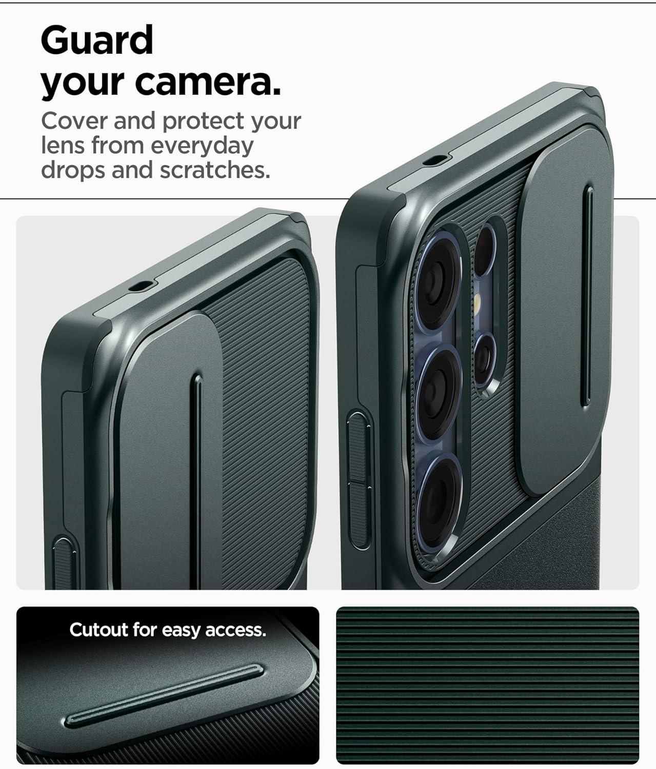 imageSpigen Optik Armor Designed for Galaxy S25 Ultra Case 2025 No Magnet Ring MilitaryGrade Protection Abyss GreenAbyss Green