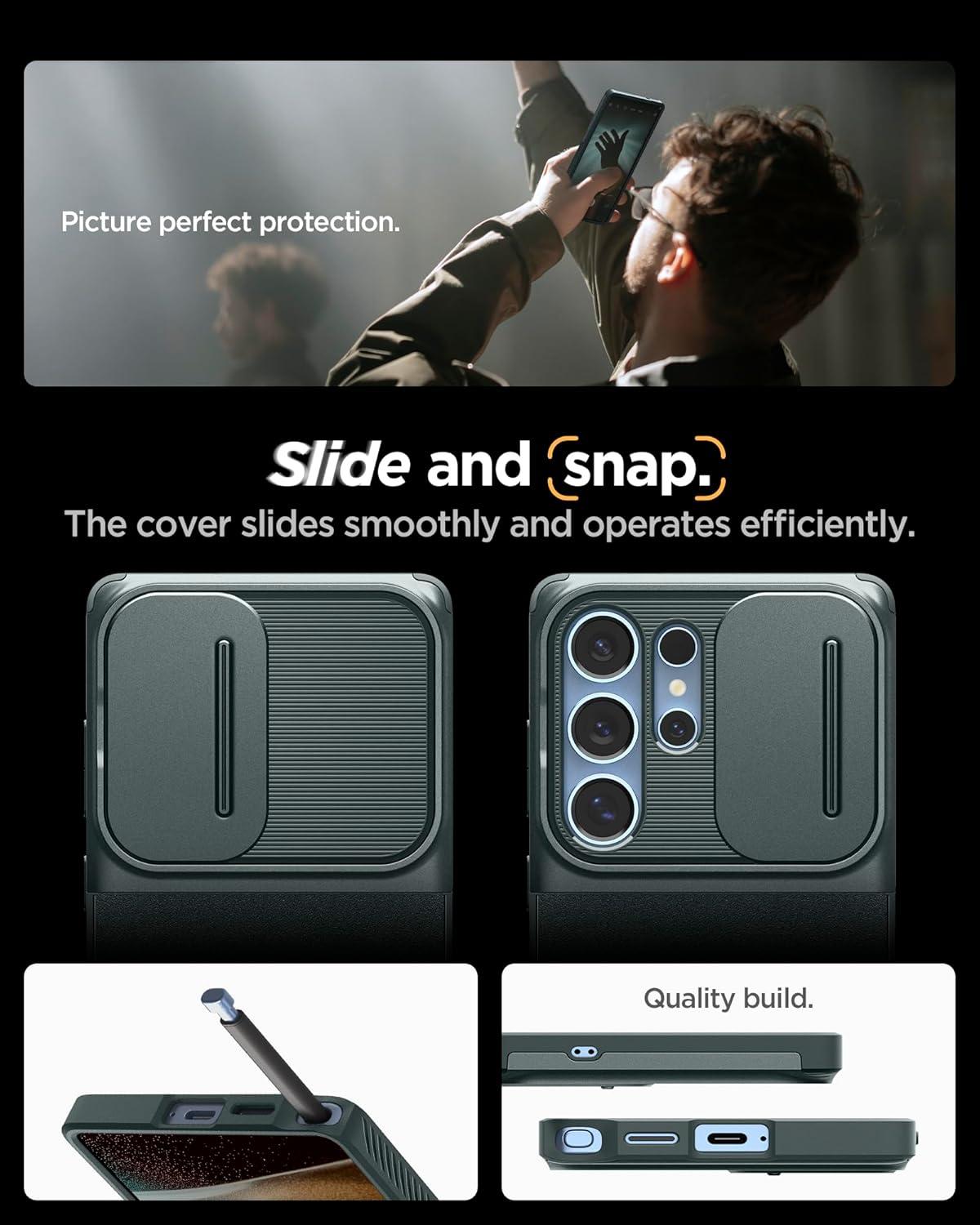 imageSpigen Optik Armor Designed for Galaxy S25 Ultra Case 2025 No Magnet Ring MilitaryGrade Protection Abyss GreenAbyss Green