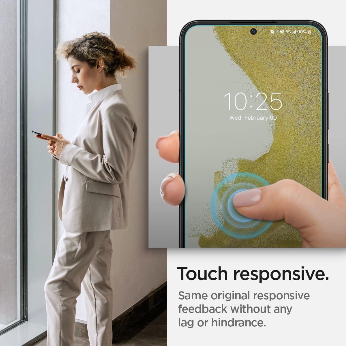 imageSpigen Tempered Glass Screen Protector GlastR EZ Fit designed for Galaxy S22 Case Friendly 2 Pack