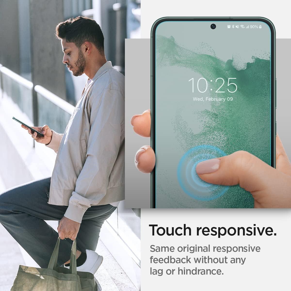 imageSpigen Tempered Glass Screen Protector GlastR EZ Fit designed for Galaxy S22 Plus Case Friendly 2 Pack