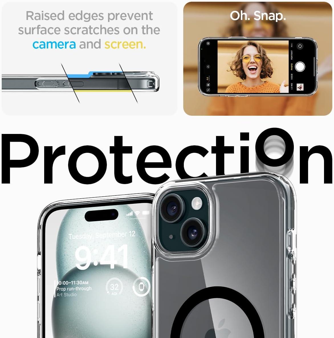 imageSpigen for iPhone 13 Case Ultra Hybrid MagFit AntiYellowing Compatible with Magsafe ClearClear Black