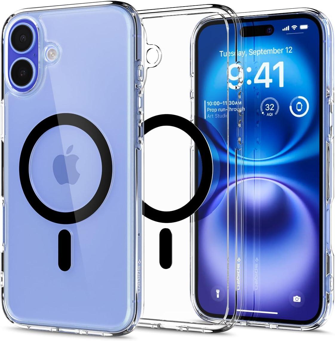 imageSpigen for iPhone 13 Case Ultra Hybrid MagFit AntiYellowing Compatible with Magsafe ClearClear Black