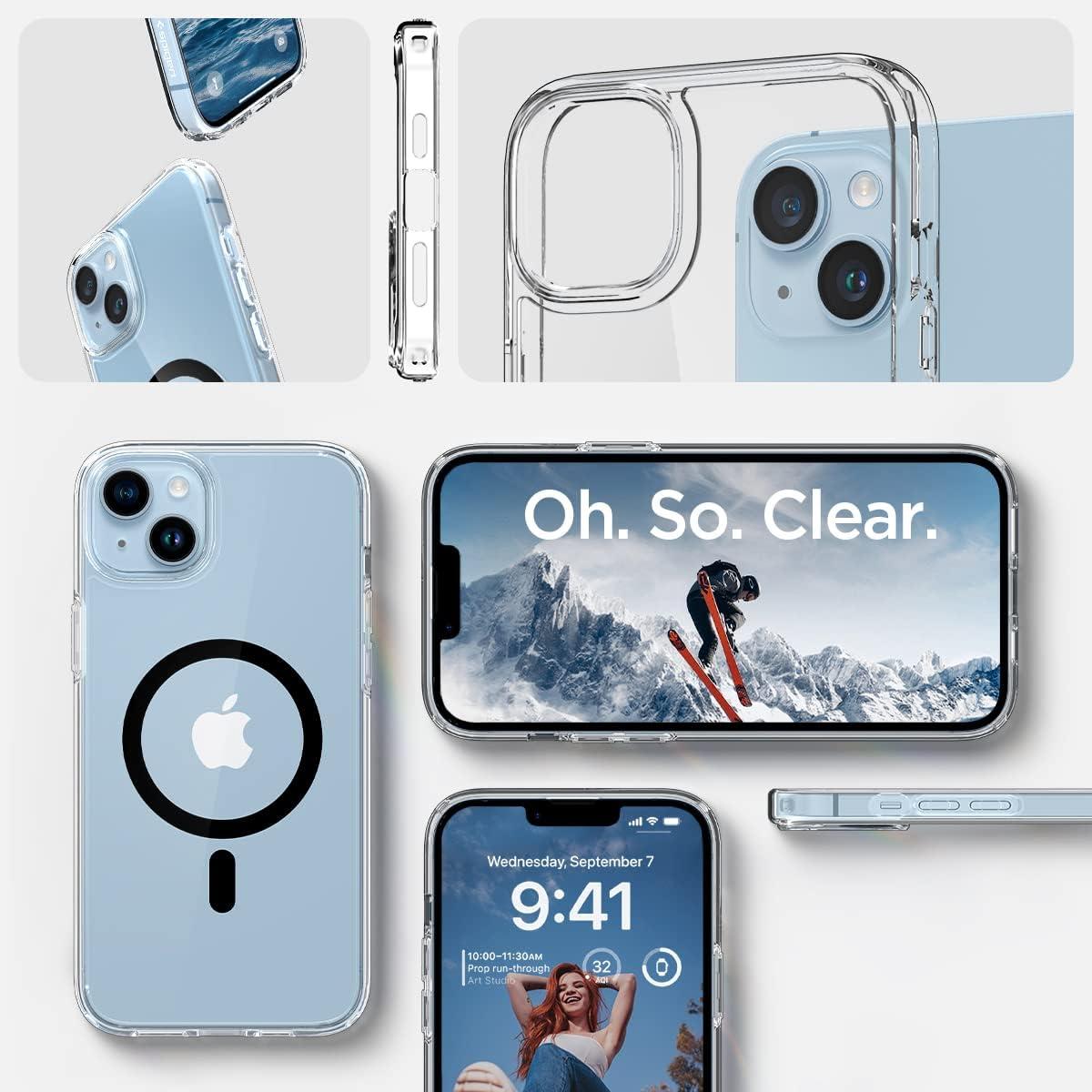 imageSpigen for iPhone 13 Case Ultra Hybrid MagFit AntiYellowing Compatible with Magsafe ClearClear Black