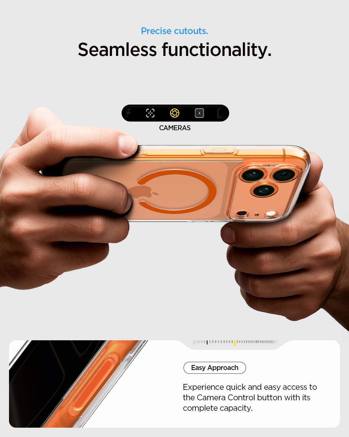 imageSpigen for iPhone 13 Case Ultra Hybrid MagFit AntiYellowing Compatible with Magsafe ClearClear Orange