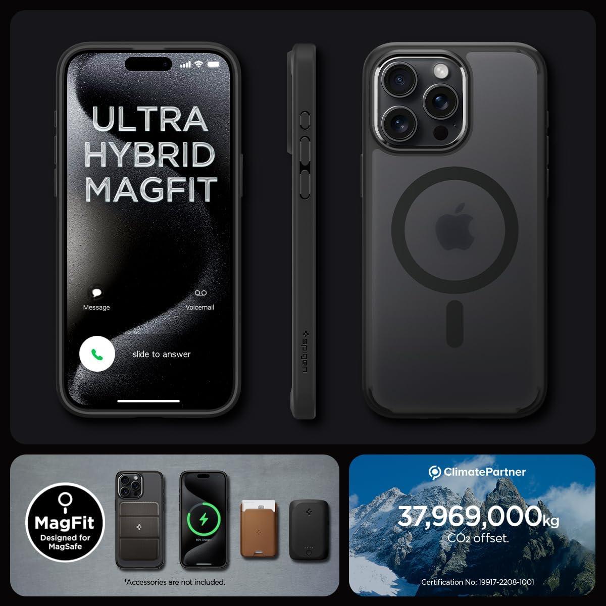 imageSpigen for iPhone 13 Case Ultra Hybrid MagFit AntiYellowing Compatible with Magsafe ClearFrost Black
