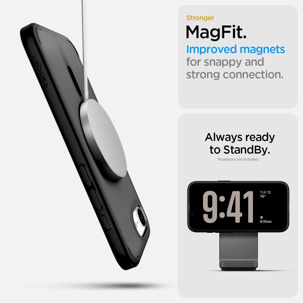 imageSpigen for iPhone 13 Case Ultra Hybrid MagFit AntiYellowing Compatible with Magsafe ClearFrost Black