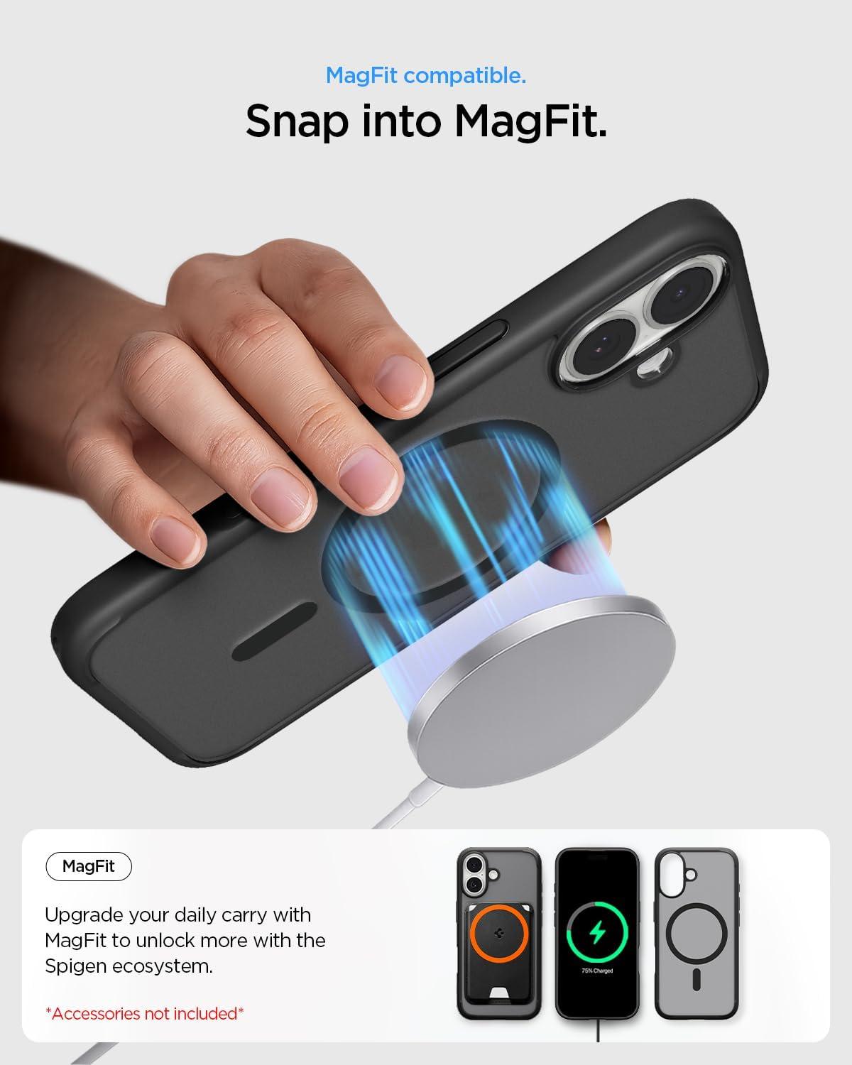imageSpigen for iPhone 13 Case Ultra Hybrid MagFit AntiYellowing Compatible with Magsafe ClearFrost Black