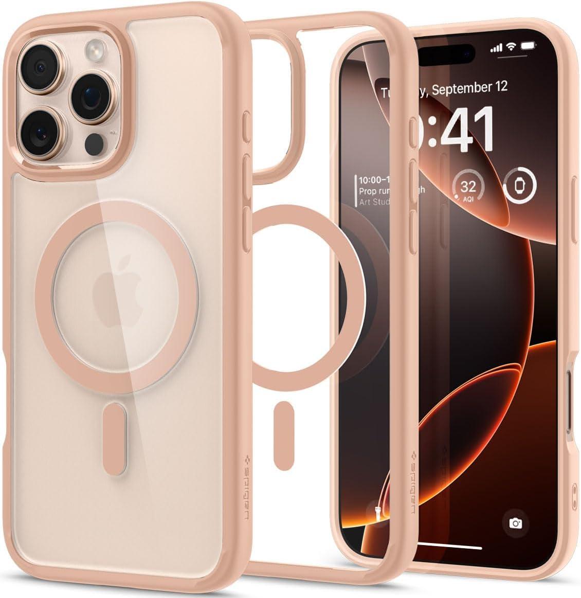 imageSpigen for iPhone 13 Case Ultra Hybrid MagFit AntiYellowing Compatible with Magsafe ClearRose Titanium