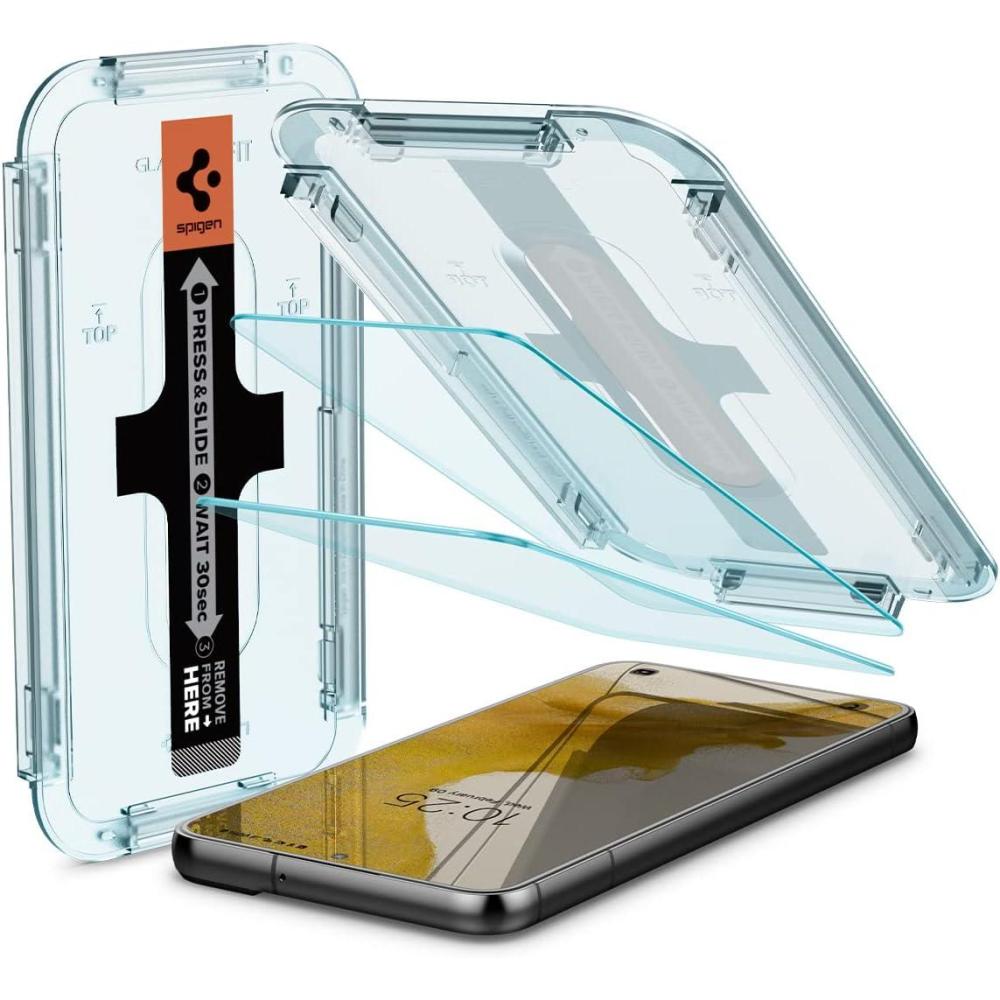 imageSpigen Tempered Glass Screen Protector GlastR EZ Fit designed for Galaxy S22 Case Friendly 2 Pack