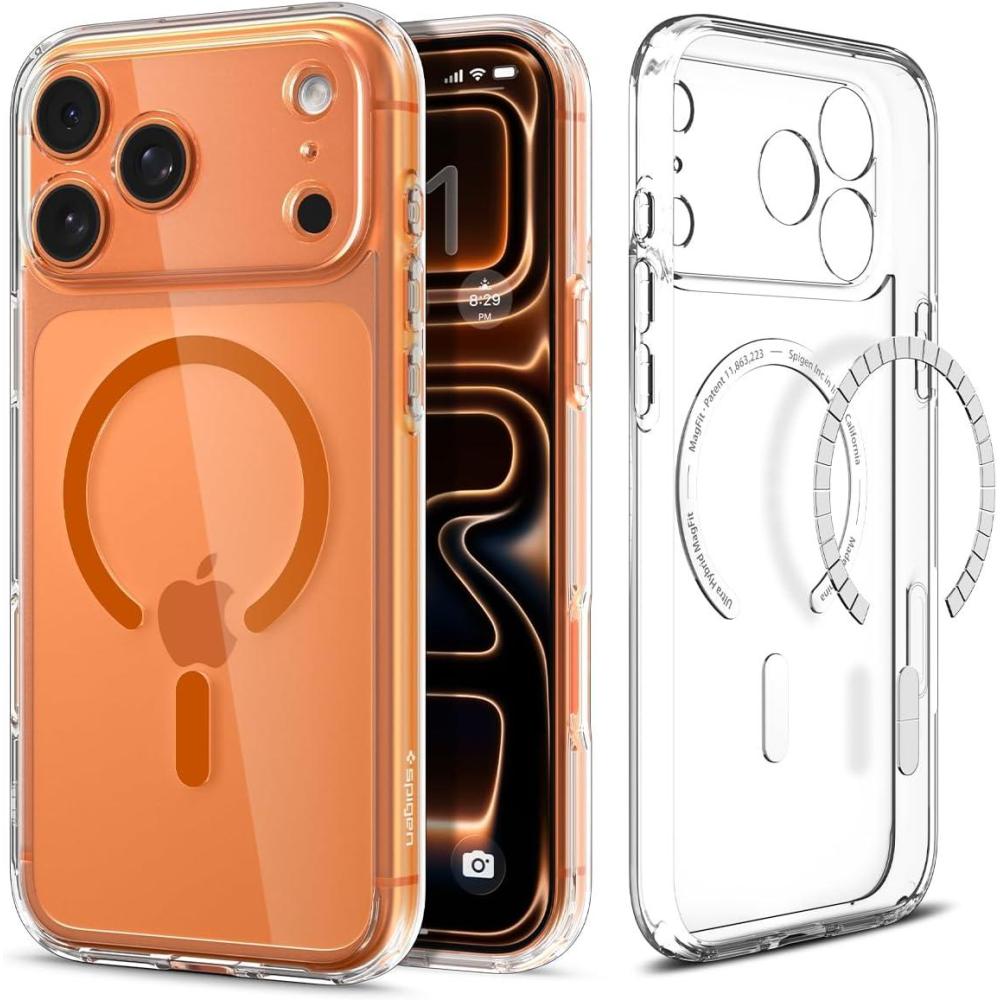 imageSpigen for iPhone 13 Case Ultra Hybrid MagFit AntiYellowing Compatible with Magsafe  ClearClear Orange