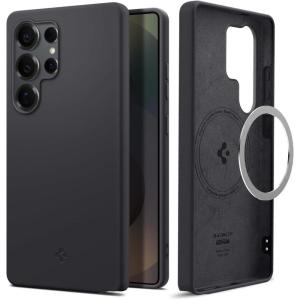 Spigen Silicone Fit MagFit Designed for Galaxy S25 Ultra Case [Qi2 Certified/Magnet for Galaxy] (2025) – Natural Titanium(Black)