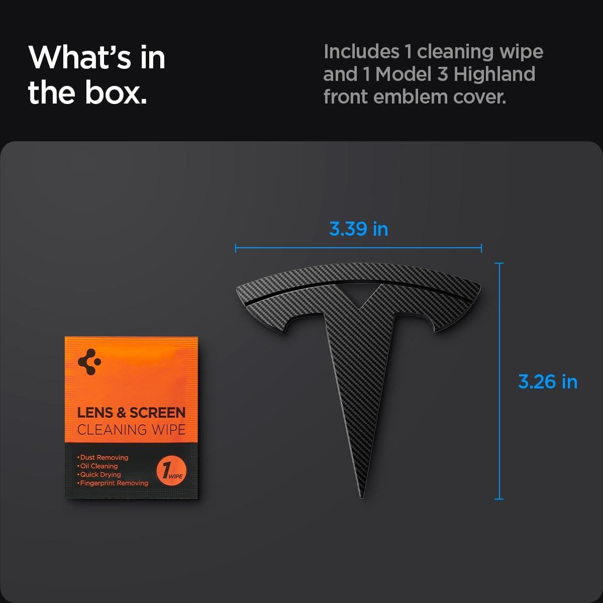 imageSpigen Front Emblem Logo Full Cover Sticker for Tesla Model 3 Highland Standard Premium amp Performance 202620252024 BlackCarbon