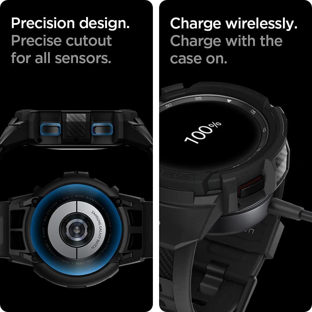 imageSpigen Rugged Armor Pro Designed for Galaxy Watch 4 Classic Case with Band 46mm 2021 BlackBlack