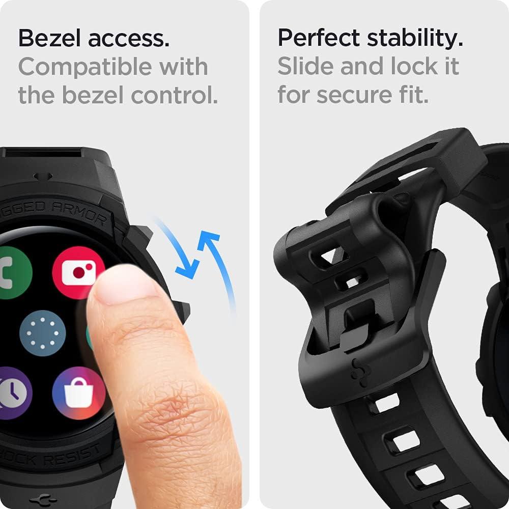 imageSpigen Rugged Armor Pro Designed for Samsung Galaxy Watch 5 44mm 2022 4 44mm 2021 Band with Case Protector Black