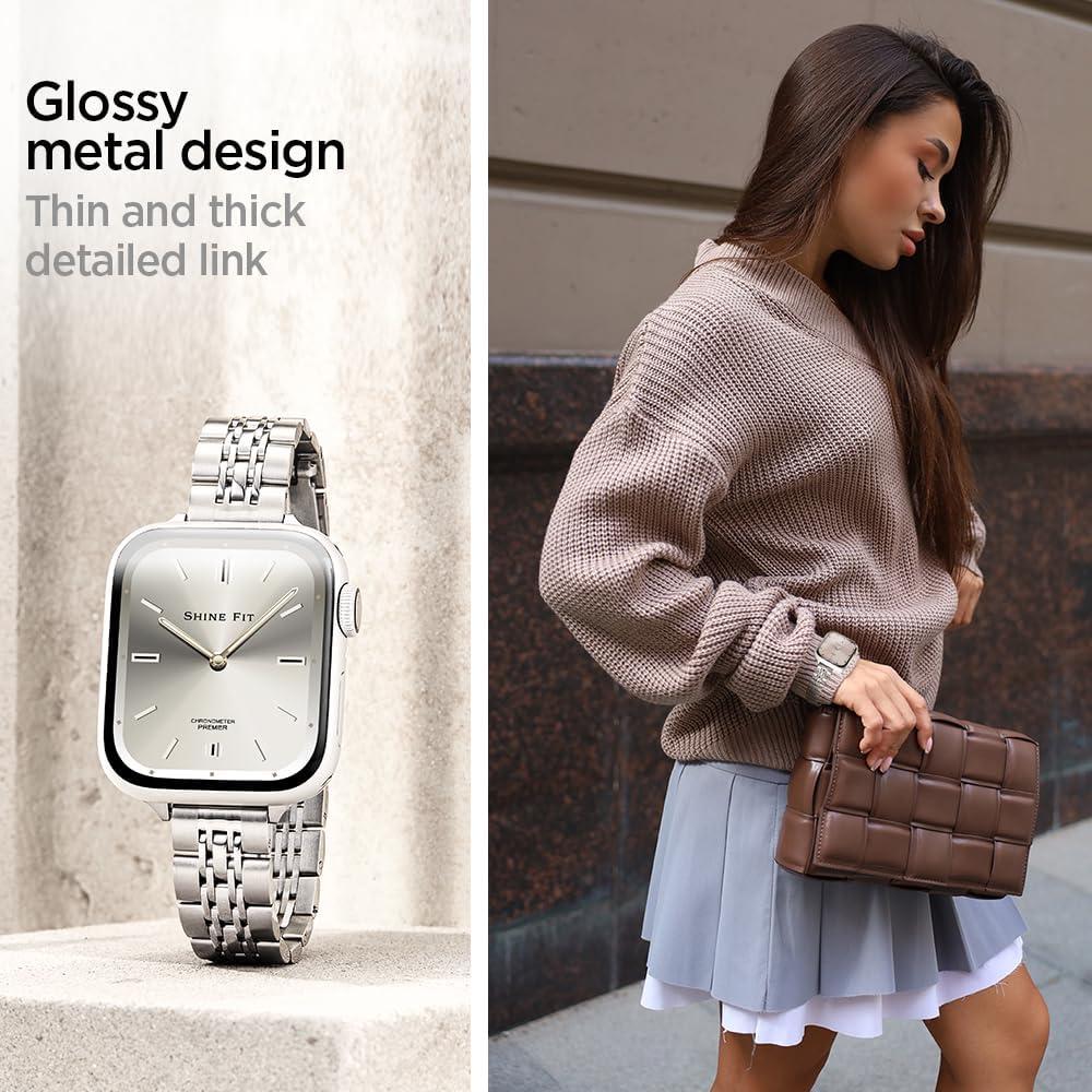 imageSpigen Shine Fit Designed for Apple Watch Band Series 10 42mm 987 41mm SE2SE654 40mm 321 38mm Silver