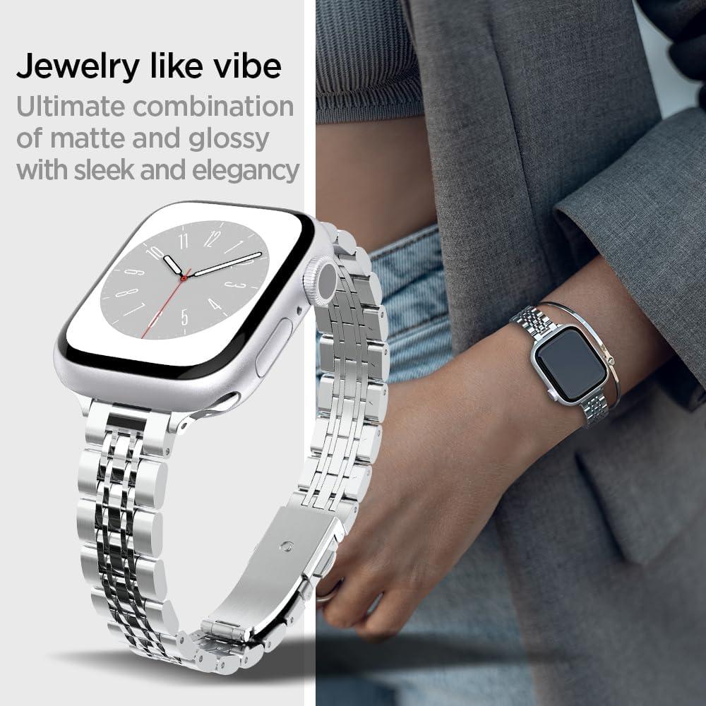 imageSpigen Shine Fit Designed for Apple Watch Band Series 10 42mm 987 41mm SE2SE654 40mm 321 38mm Silver