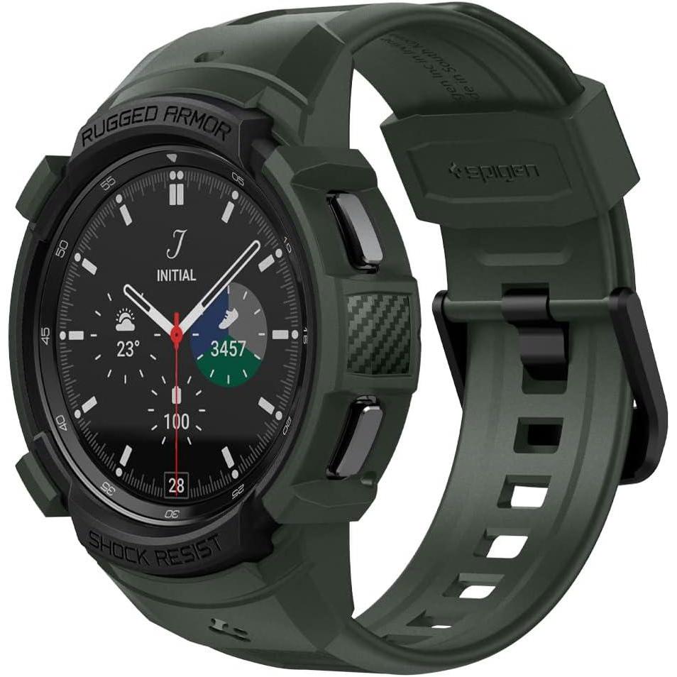 imageSpigen Rugged Armor Pro Designed for Galaxy Watch 4 Classic Case with Band 46mm 2021  BlackMilitary Green