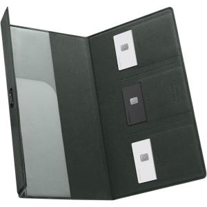 Spigen Hyper-Slim Car Registration and Insurance Card Holder for All Cars [Tesla Model Y Juniper (2025/26) & 3/Y/S/X/Cybertruck] Store Card Keys, ID License Holder, Essential Documents – Black(Forest Green)