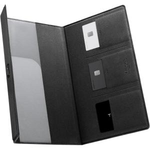 Spigen Hyper-Slim Car Registration and Insurance Card Holder for All Cars [Tesla Model Y Juniper (2025/26) & 3/Y/S/X/Cybertruck] Store Card Keys, ID License Holder, Essential Documents – Black(Black)