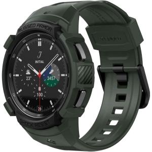 Spigen Rugged Armor Pro Designed for Galaxy Watch 4 Classic Case with Band 46mm (2021) – Black(Military Green)