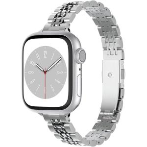 Spigen Shine Fit Designed for Apple Watch Band Series 10 42mm, 9/8/7 41mm, SE2/SE/6/5/4 40mm, 3/2/1 38mm – Silver