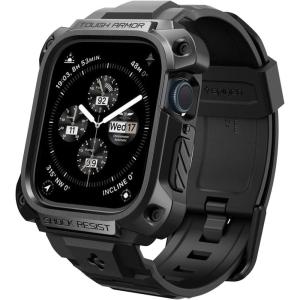 Spigen Tough Armor Pro Metal Designed for Apple Watch Series 9/8/7 45mm Durable Metal Case with Band – Black(Black)