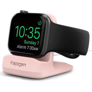 Spigen for Apple Watch Charger, S350 Stand Compatible with Ultra 3/2/1 49mm, Series 11/10 46/42mm, 9/8/7 45/41mm, SE3/SE2/SE/6/5/4 44/40mm, 3/2/1 42/38mm with Non-Slip Stable Base – Blue(Pink Sand)