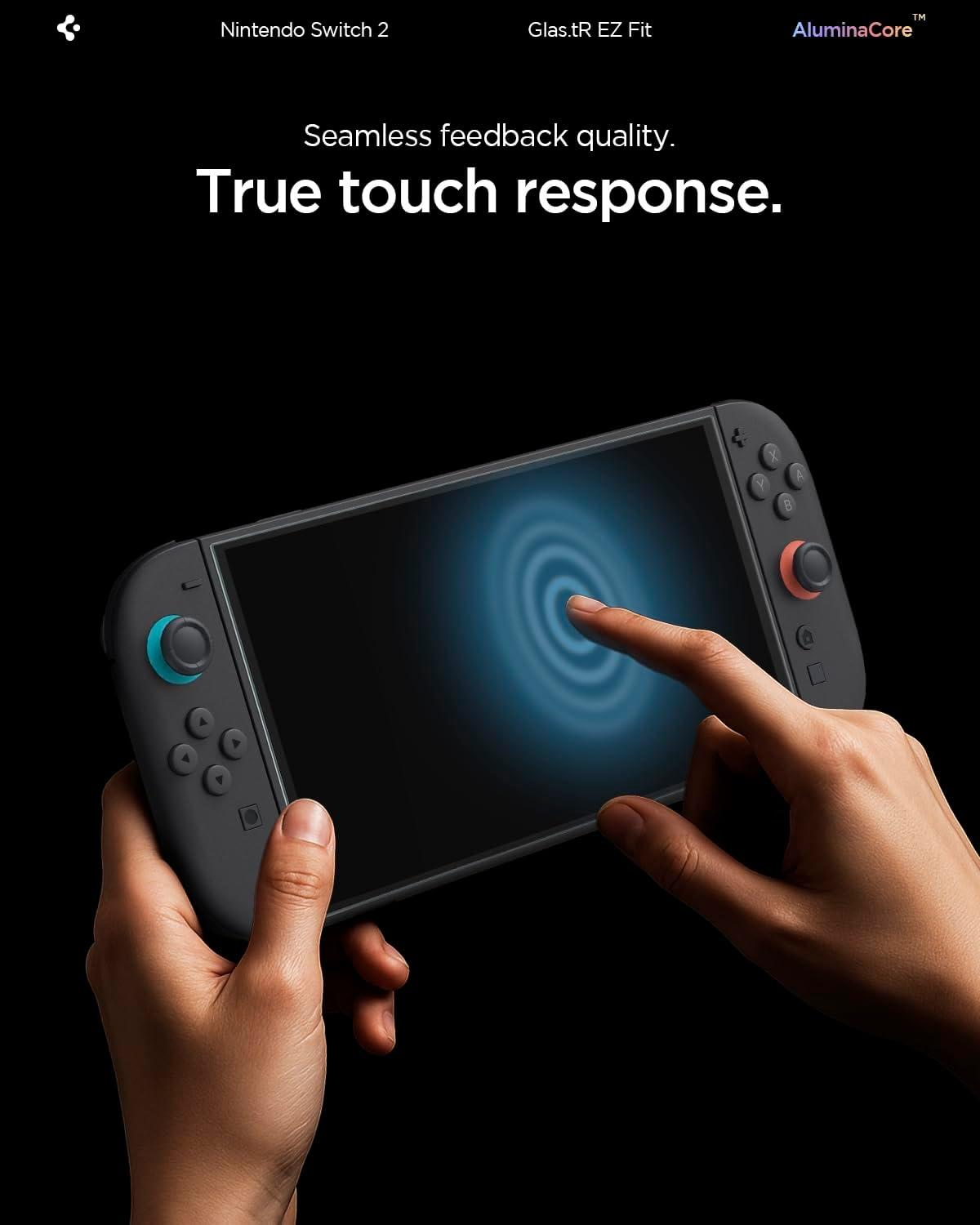 imageSpigen AluminaCore Screen Protector Tempered Glass GlasTR EZ Fit designed for Nintendo Switch 2 2 Pack 9H Hardness AluminumEnhanced DurabilityNintendo Switch 2