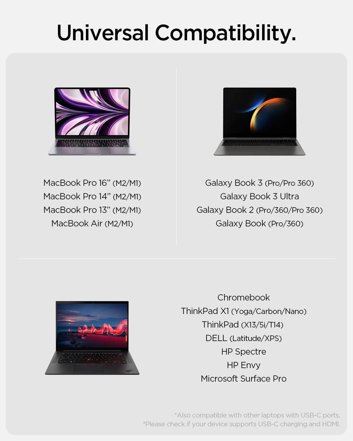 imageSpigen ArcDock USB C Hub 6in1 Driverless UltraSlim USB4 Thunderbolt 4 8K 60Hz HDMI 100W Power Delivery 25 Gbps Ethernet 10Gbps USB C Multiport Hub Adapter for Mac MacBook iPad Lenovo Dell