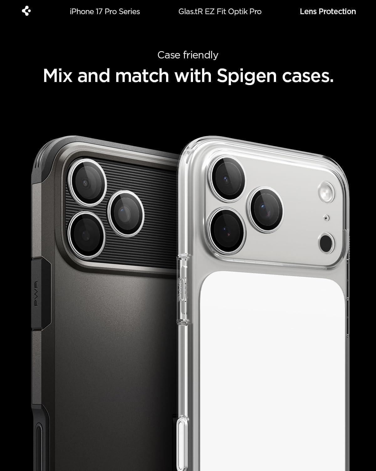imageSpigen Camera Lens Screen Protector GlasTR EZ Fit Optik Pro Designed for iPhone 16 Pro MaxiPhone 16 ProiPhone 15 Pro MaxiPhone 15 Pro Case Friendly Natural Titanium 2 PackSilver iPhone 17 series