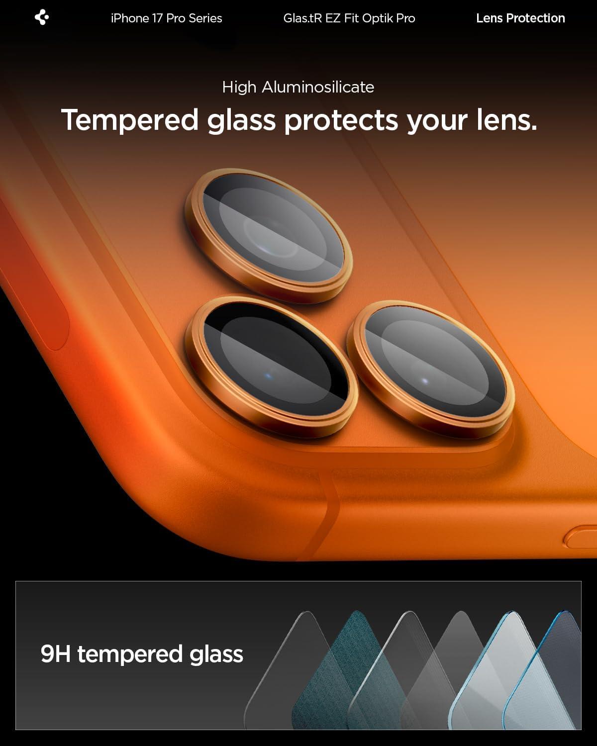 imageSpigen Camera Lens Screen Protector GlasTR EZ Fit Optik Pro Designed for iPhone 16 Pro MaxiPhone 16 ProiPhone 15 Pro MaxiPhone 15 Pro Case Friendly Natural Titanium 2 PackCosmic Orange
