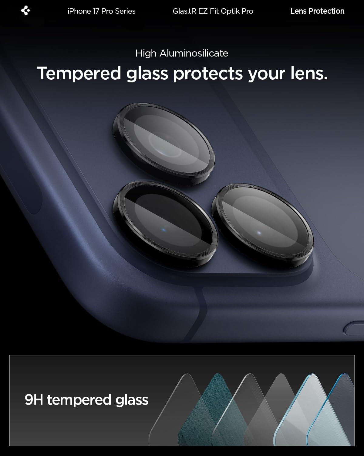 imageSpigen Camera Lens Screen Protector GlasTR EZ Fit Optik Pro Designed for iPhone 16 Pro MaxiPhone 16 ProiPhone 15 Pro MaxiPhone 15 Pro Case Friendly Natural Titanium 2 PackWhite Titanium