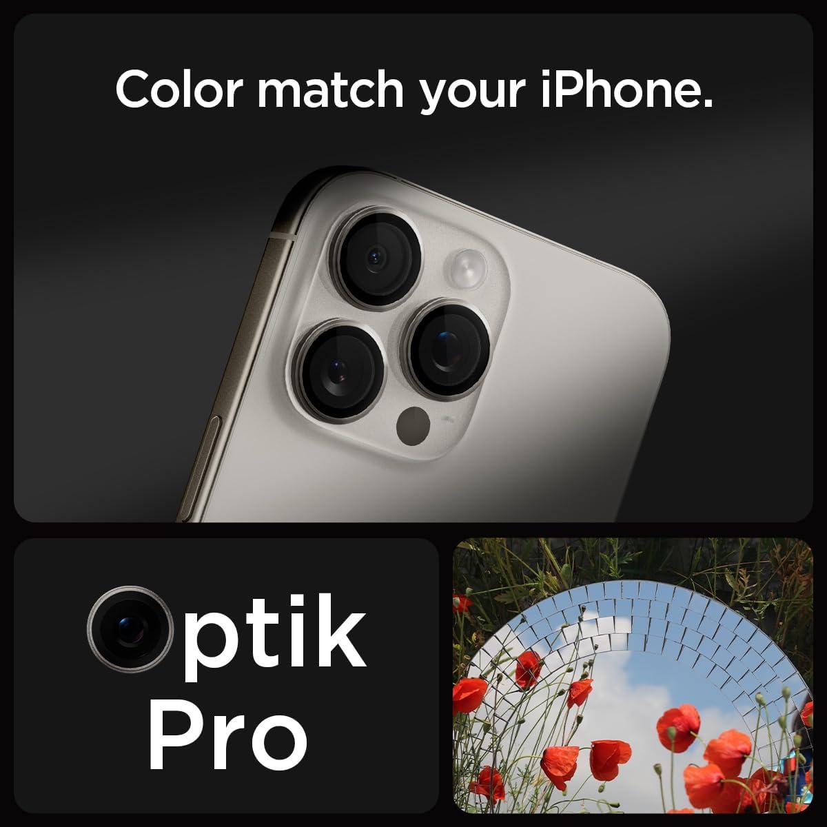 imageSpigen Camera Lens Screen Protector GlasTR EZ Fit Optik Pro Designed for iPhone 16 Pro MaxiPhone 16 ProiPhone 15 Pro MaxiPhone 15 Pro Case Friendly Natural Titanium 2 PackNatural Titanium