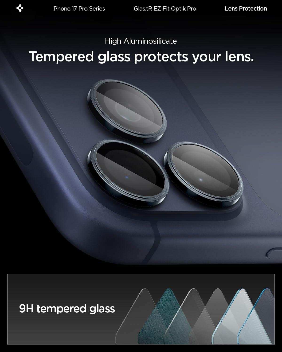 imageSpigen Camera Lens Screen Protector GlasTR EZ Fit Optik Pro Designed for iPhone 16 Pro MaxiPhone 16 ProiPhone 15 Pro MaxiPhone 15 Pro Case Friendly Natural Titanium 2 PackDeep Blue