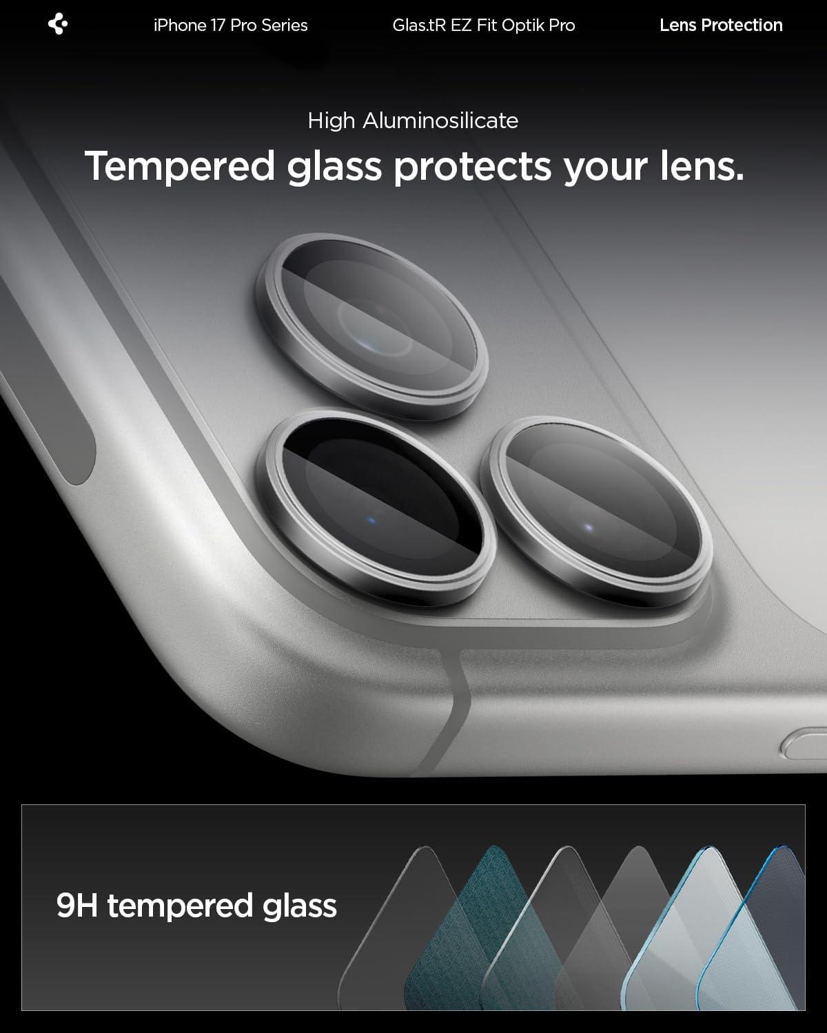 imageSpigen Camera Lens Screen Protector GlasTR EZ Fit Optik Pro Designed for iPhone 16 Pro MaxiPhone 16 ProiPhone 15 Pro MaxiPhone 15 Pro Case Friendly Natural Titanium 2 PackGray