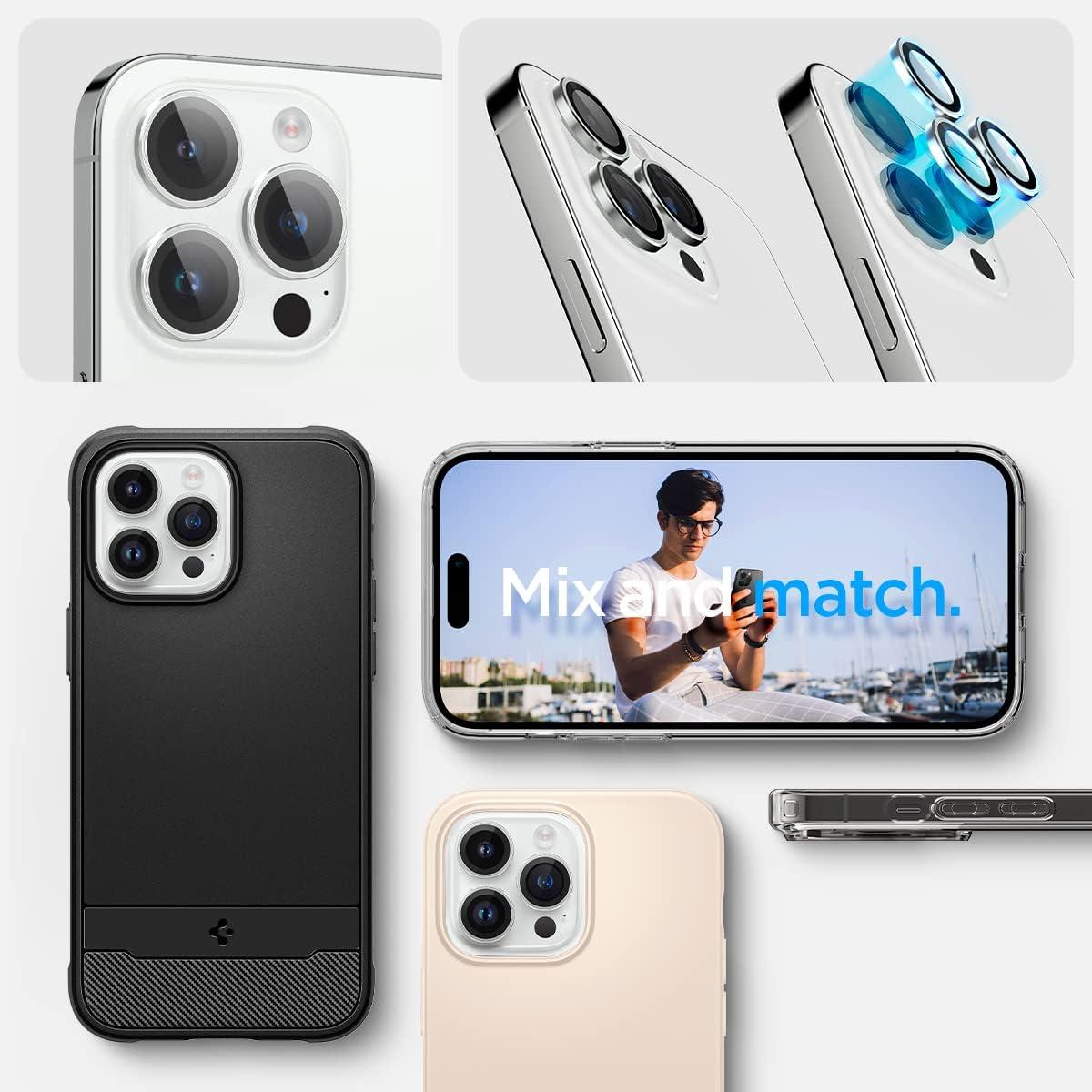 imageSpigen Camera Lens Screen Protector GlasTR EZ Fit Optik Pro Designed for iPhone 16 Pro MaxiPhone 16 ProiPhone 15 Pro MaxiPhone 15 Pro Case Friendly Natural Titanium 2 PackSilver iPhone 15 series